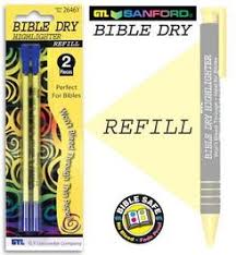 Bible Dry Highlighter Refills (2) Yellow Carded