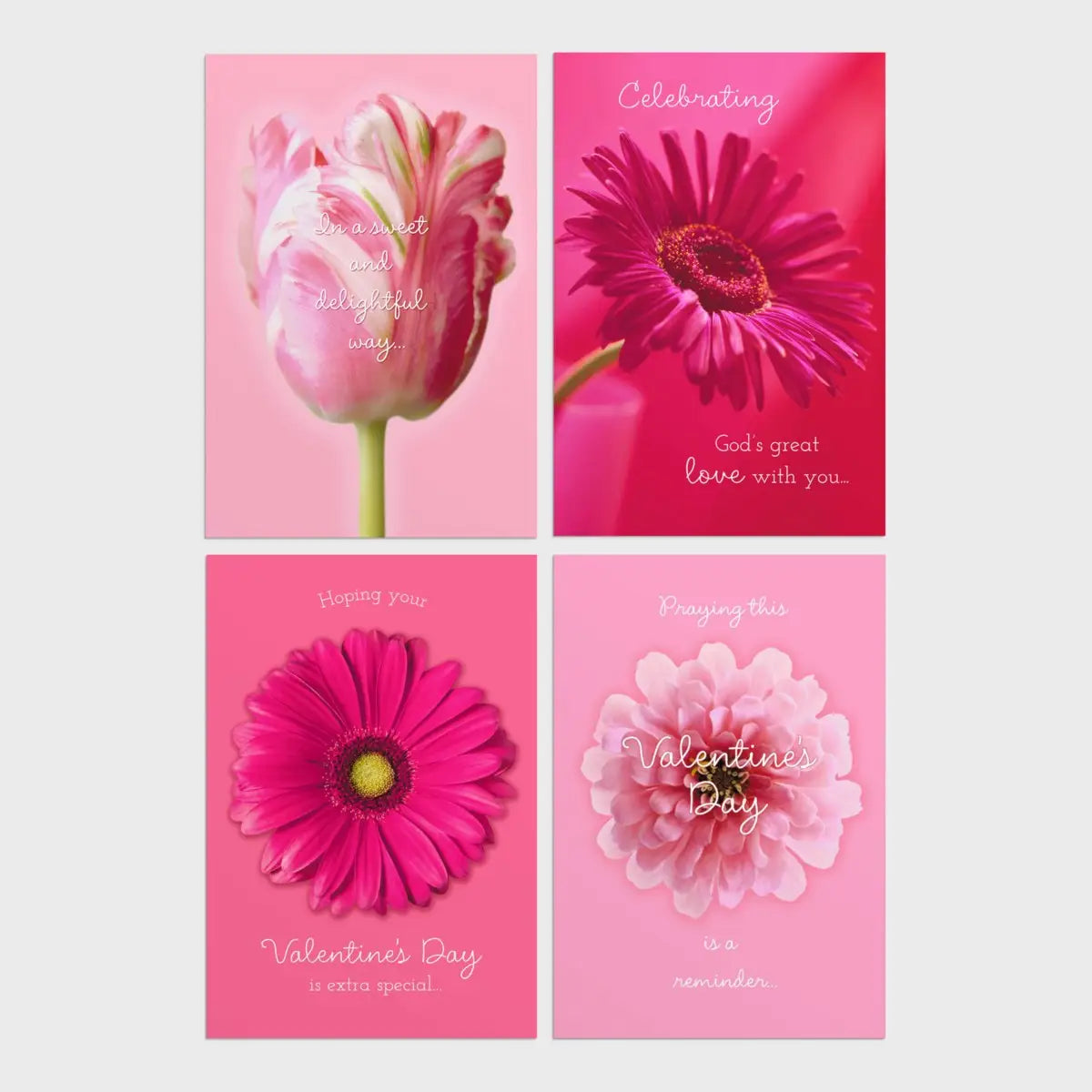 Valentine's Day - Pink Flowers - 12 Boxed Cards and Envelopes, KJV