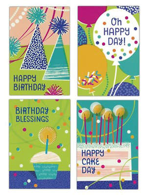 Oh Happy Day Birthday Cards, Box of 12 (Mixed Scripture)