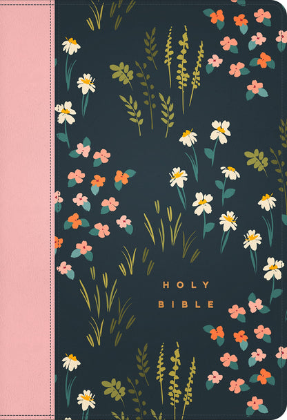NLT Large Print Thinline Reference Zipper Bible, Filament Enabled Edition (LeatherLike, Meadow Navy & Pink )