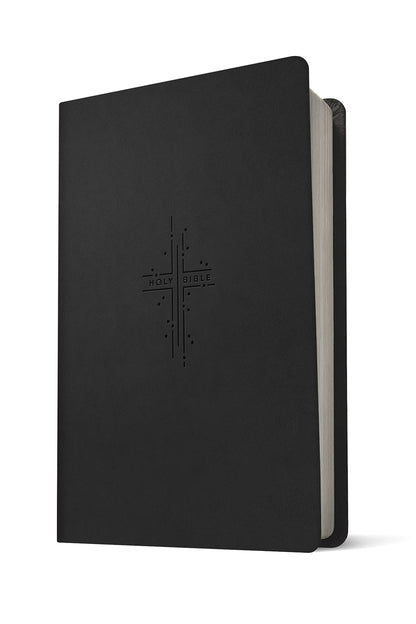 Biblia delgada de valor premium KJV, edición habilitada para filamentos (letra roja, similar al cuero, cruz radiante negra)