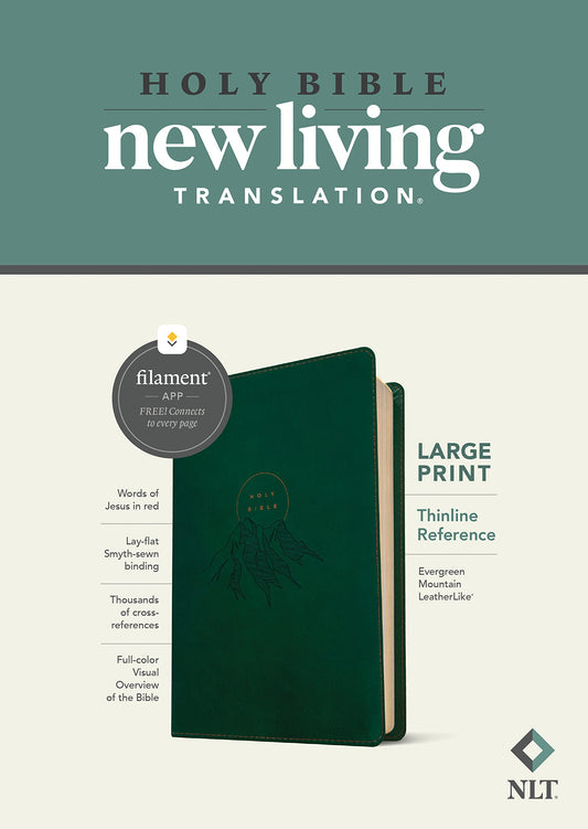NLT Large Print Thinline Reference Bible, Filament Enabled Edition (LeatherLike, Evergreen Mountain )