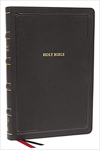 NKJV, Deluxe Thinline Reference Bible, Large Print, Leathersoft, Black, Thumb Indexed, Red Letter, Comfort Print: Holy Bible, New King James Version