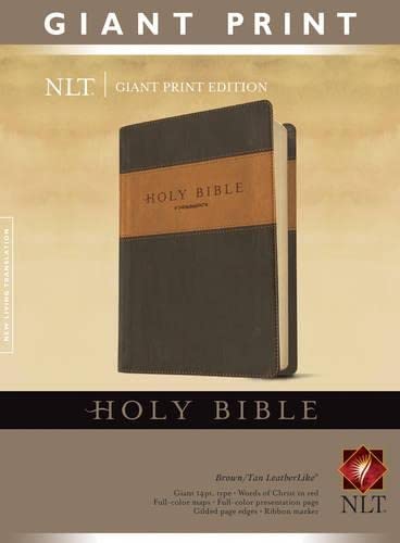 Santa Biblia, letra gigante NLT, TuTone (letra roja, similar al cuero, marrón/tostado)