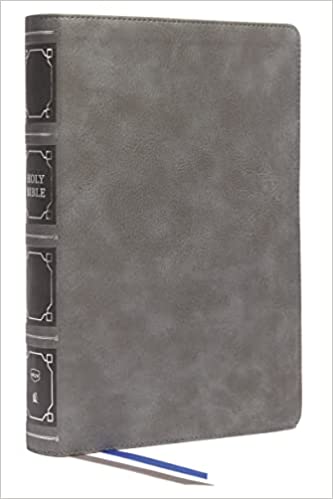 NKJV, Reference Bible, Classic Verse-by-Verse, Center-Column, Leathersoft, Gray, Red Letter, Comfort Print: Holy Bible, New King James Version