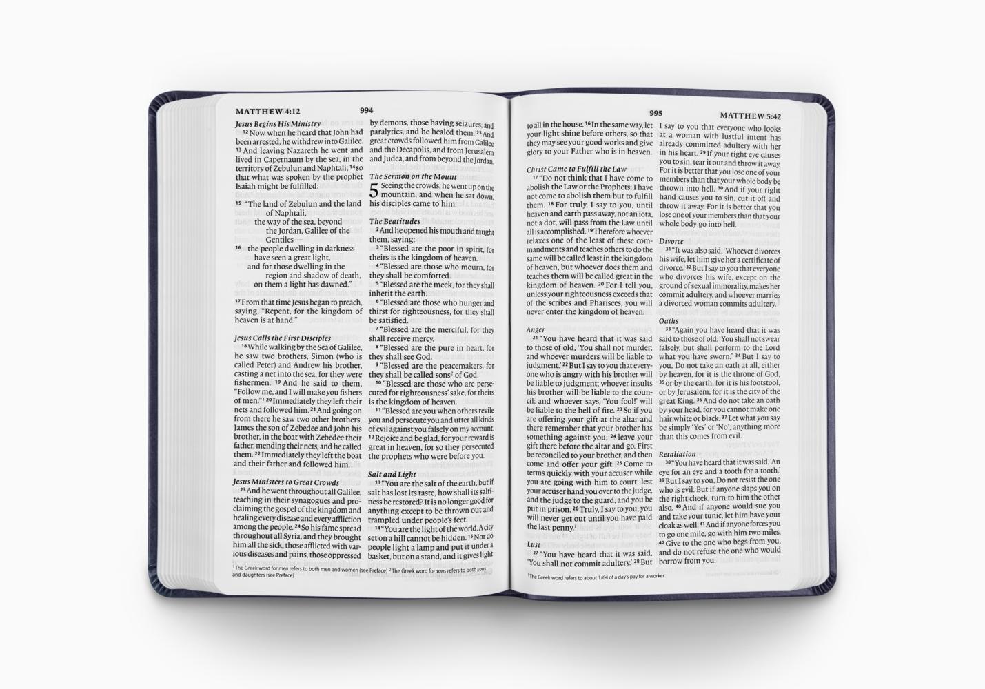 ESV Large Print Value Thinline Bible TruTone®, Navy, Mosaic Cross Design
