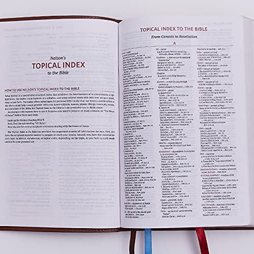The NKJV, Open Bible, Genuine Leather, Brown, Red Letter, Comfort Print: Complete Reference System