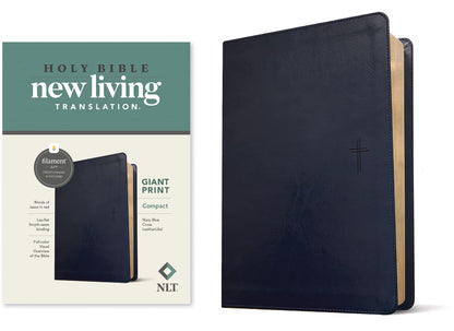 NLT Compact Giant Print Bible, Filament Enabled Edition (Red Letter, LeatherLike, Navy Blue Cross)