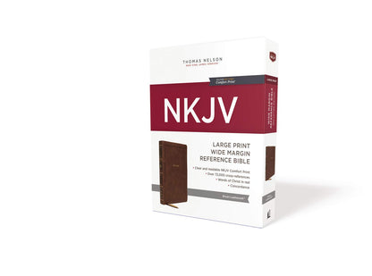 NKJV, Reference Bible, Wide Margin Large Print, Leathersoft, Brown, Red Letter, Comfort Print