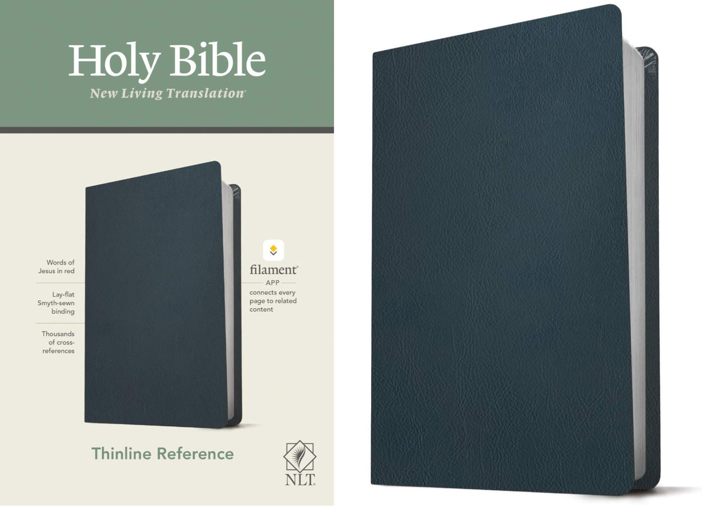 NLT Thinline Reference Holy Bible (Red Letter, Genuine Leather, Navy Blue): Includes Free Access to the Filament Bible App Delivering Study Notes, Devotionals, Worship Music, and Video