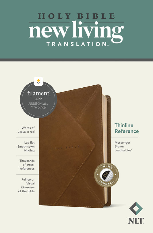 NLT Thinline Reference Bible, Filament Enabled Edition (Red Letter, LeatherLike, Messenger Brown, Indexed)
