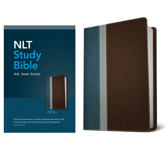 Biblia de estudio NLT, TuTone (letra roja, estilo cuero, azul crepúsculo/marrón)