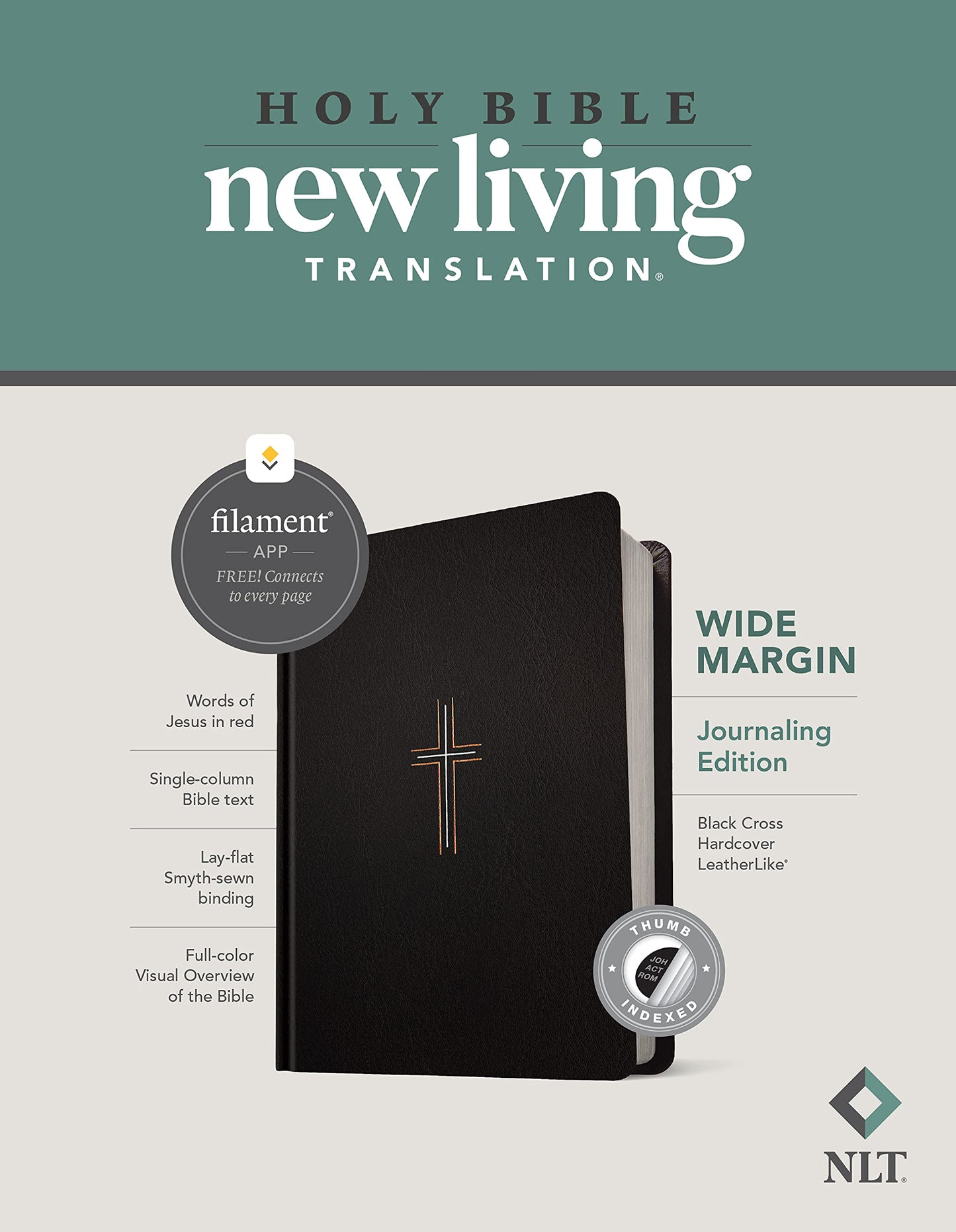 NLT Wide Margin Journaling Edition Hardcover Filament Enabled Black Cross