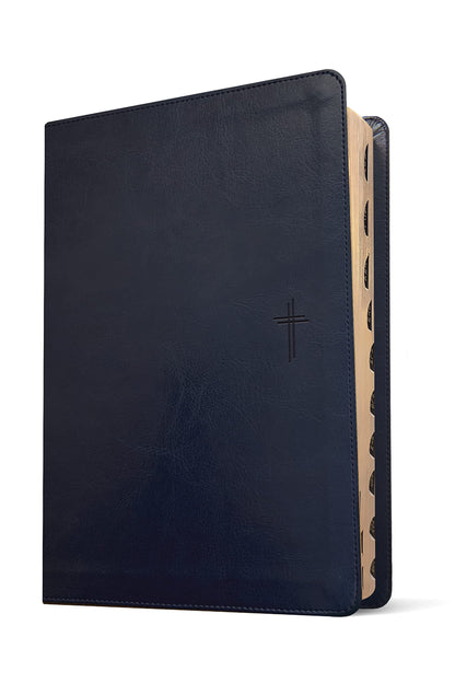 NLT Compact Giant Print Bible, Filament Enabled Edition (Red Letter, LeatherLike, Navy Blue Cross, Indexed)