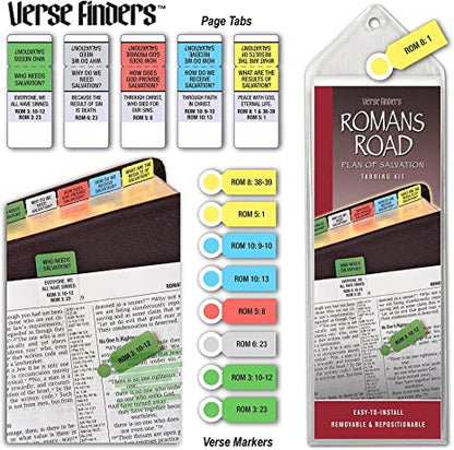 Romans Road Verse Finder Bible Tabs with Removable Verse Markers for Specific Scriptures | Guides You Through God’s Plan of Salvation | Color Coded and Easy to Install