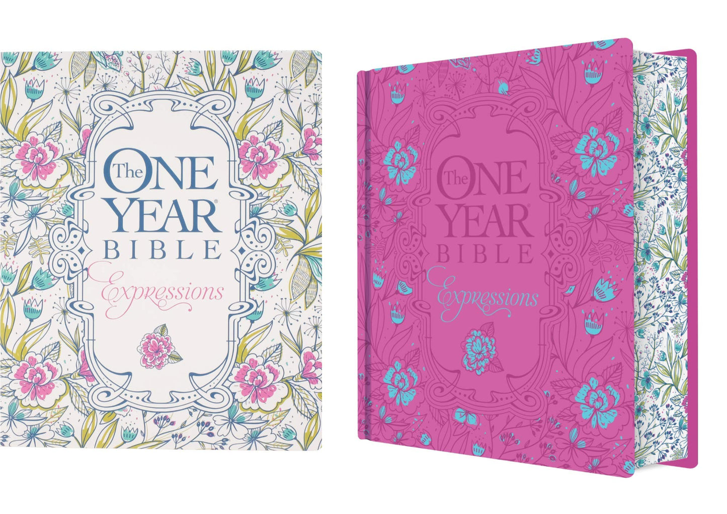 The One Year Bible Expressions, Deluxe (Hardcover, Pink Flowers)