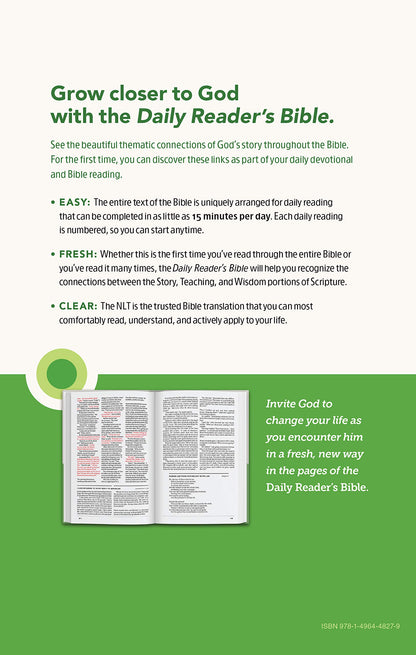 NLT Daily Reader's Bible (Red Letter, Softcover)