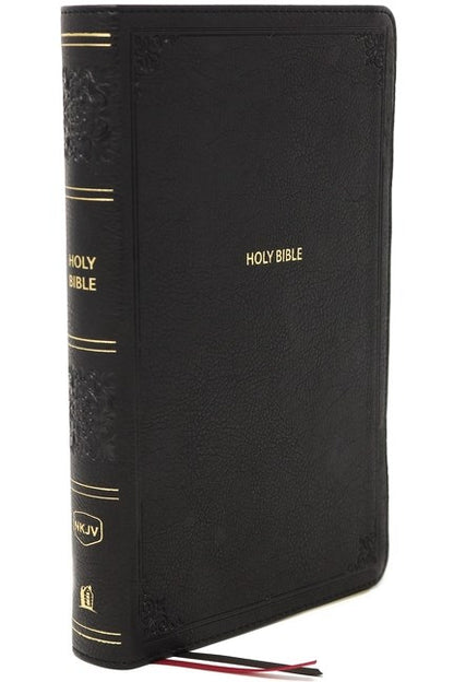 NKJV Compact End Of Verse Reference Black Imitation by Thomas Nelson