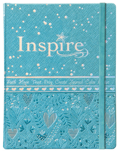 Tyndale NLT Inspire Bible for Girls (Hardcover LeatherLike, Metallic Blue): Journaling and Coloring Bible for Kids – Over 500 Scripture Illustrations to Color - Creative Bible Journal