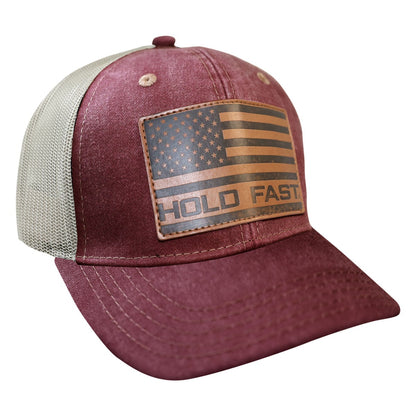 HOLD FAST Mens Cap Leather Flag