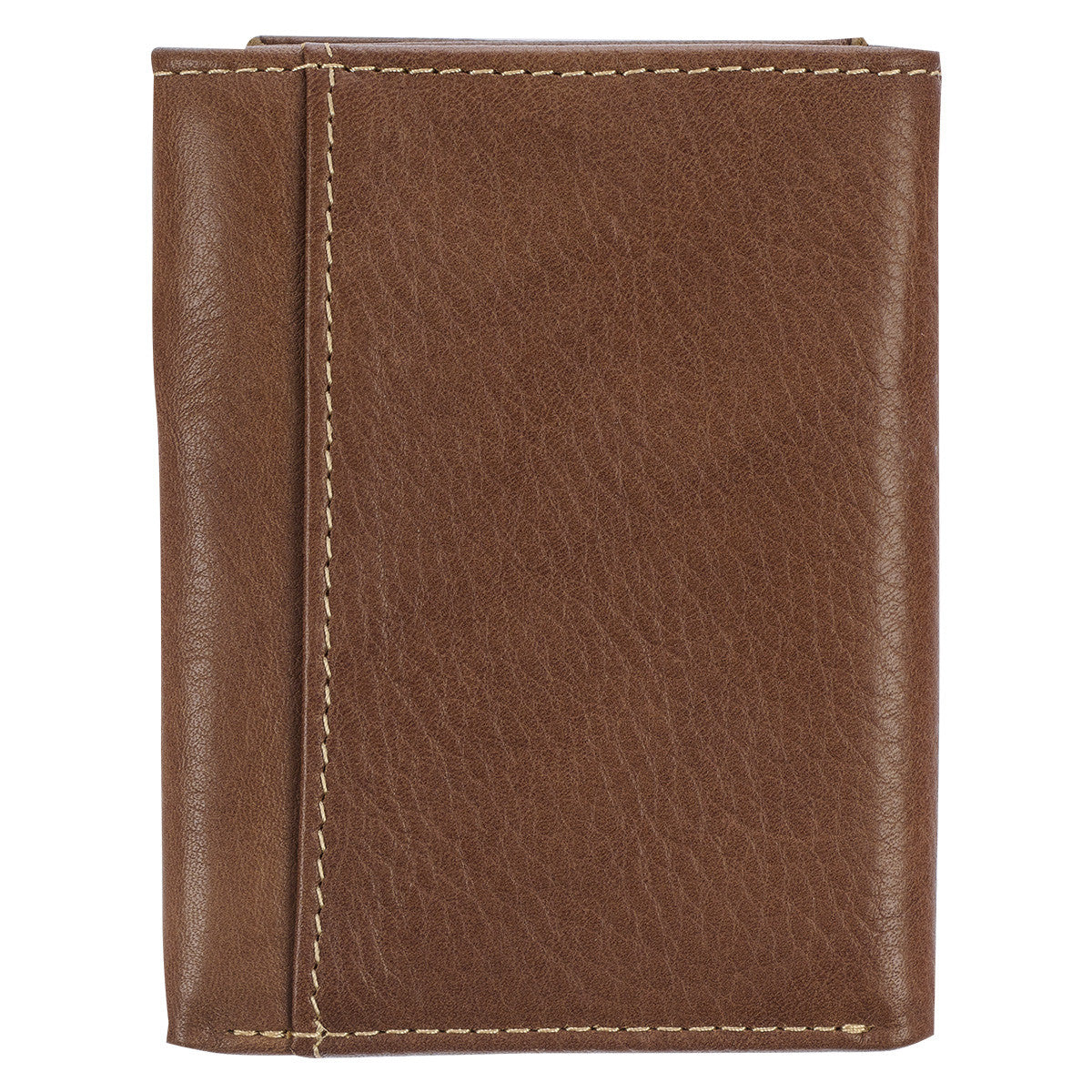 Ichthus Fish Brown Genuine Leather Trifold Wallet