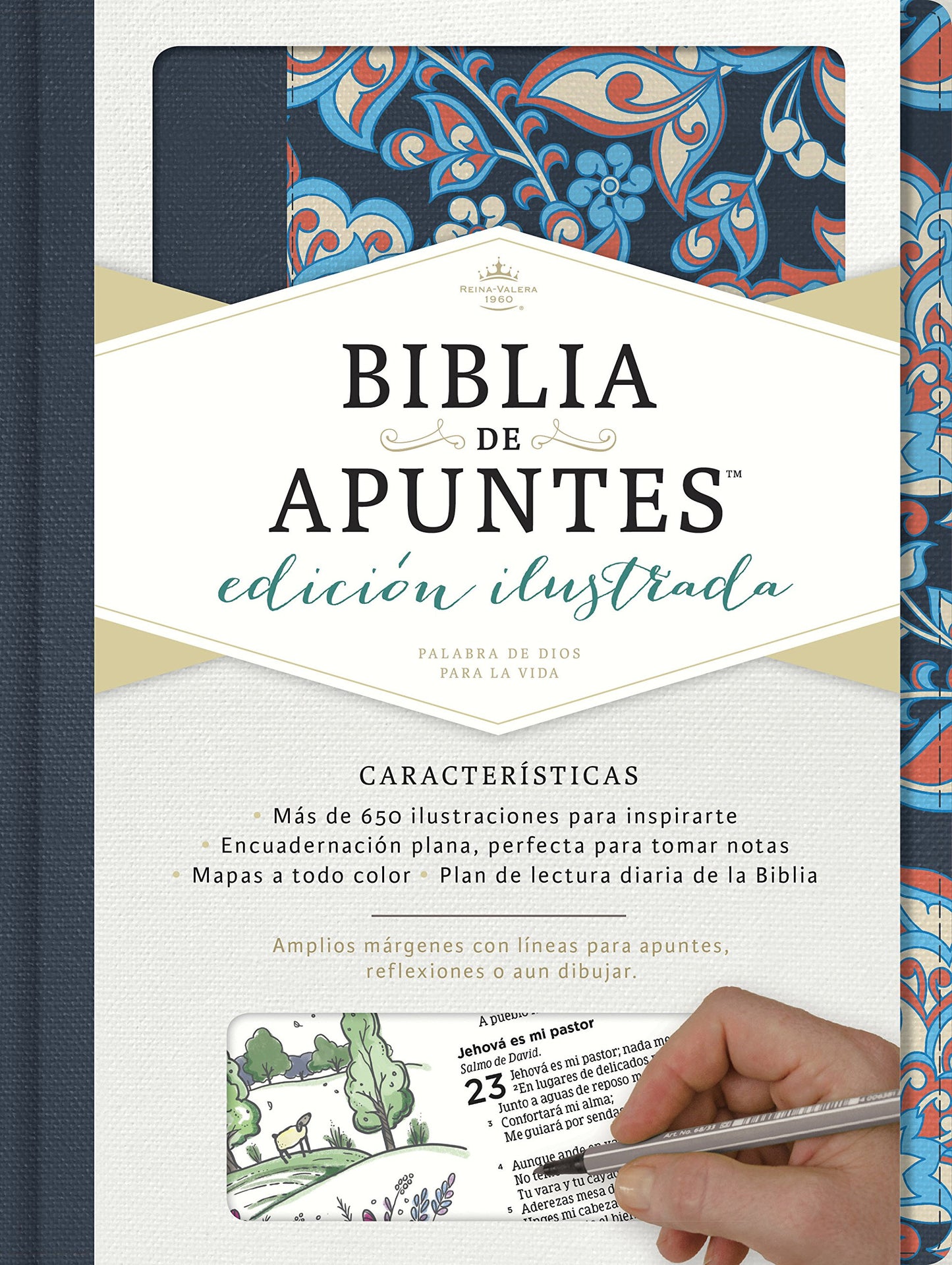 Biblia Reina Valera 1960 de Apuntes, Edición ilustrada. Tela en rosado y azul (Spanish Edition)