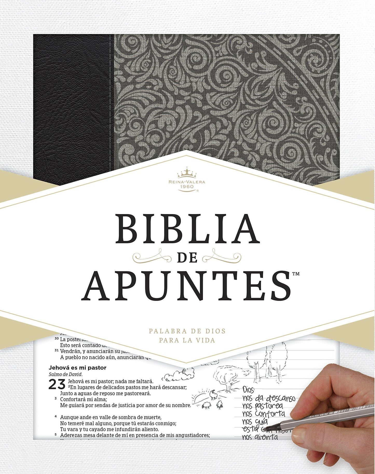 RVR 1960 Biblia de apuntes - Gris - Piel genuina y tela impresa (Spanish Edition)