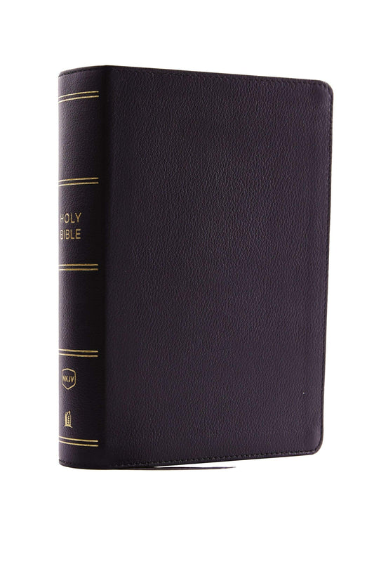 NKJV, Compact Single-Column Reference Bible, Genuine Leather, Black