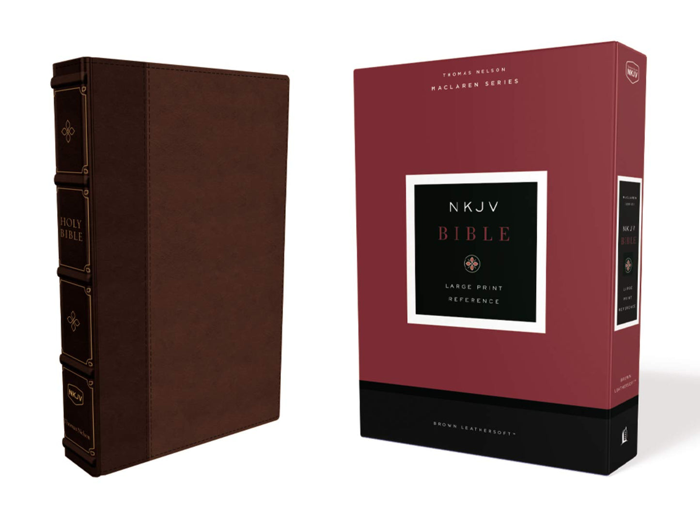 NKJV, Large Print Verse-by-Verse Reference Bible, Maclaren Series, Leathersoft, Brown, Comfort Print