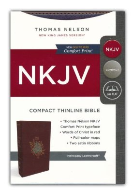 NKJV, Thinline Bible, Compact, Leathersoft, Burgundy, Red Letter, Comfort Print