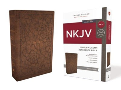 NKJV, Single-Column Reference Bible, Leathersoft, Brown, Comfort Print